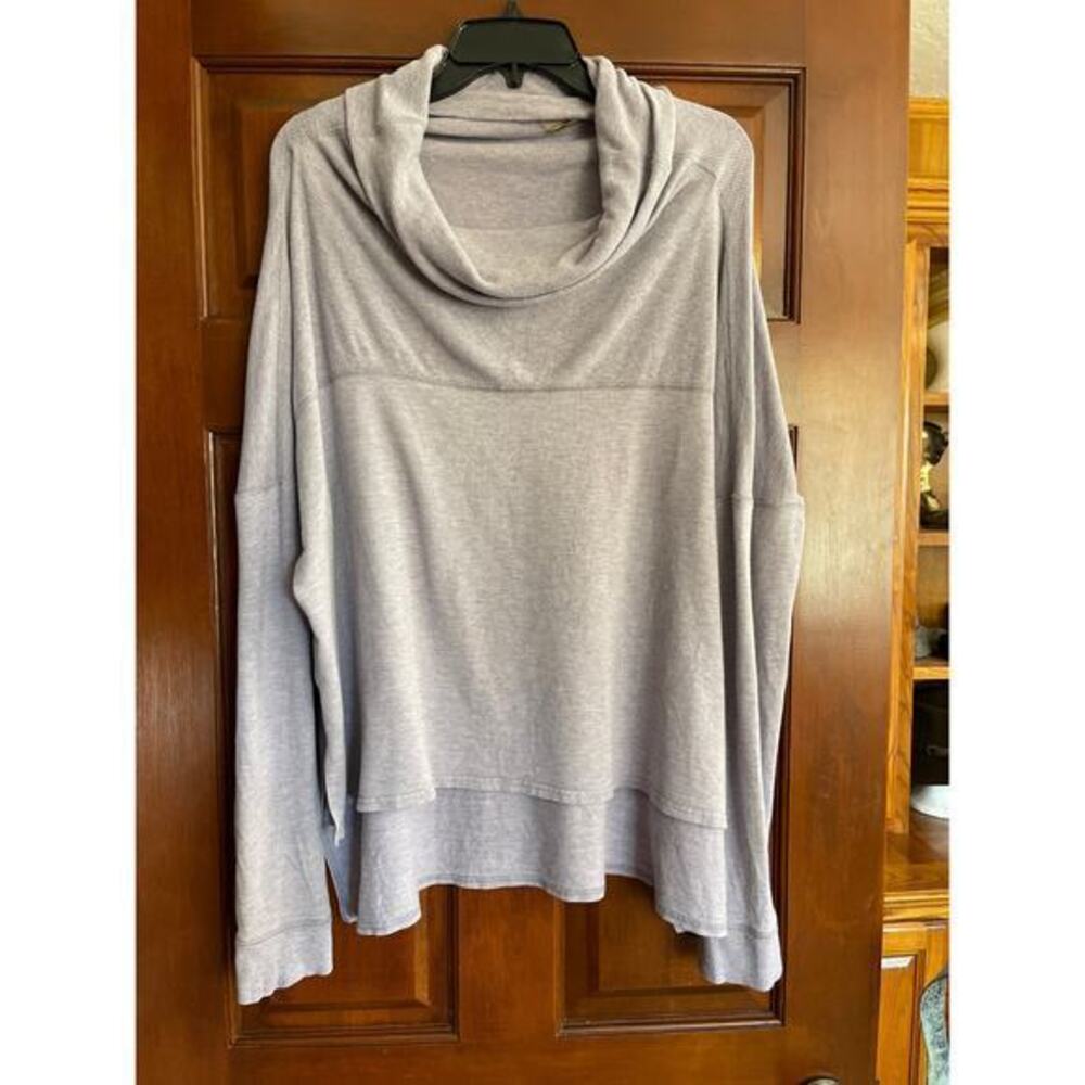 Karma high low cowl neck  pull over in heathered purple